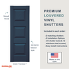 Vinyl | Raised Three Panel Exterior Shutters | 18" Width | with Mid Rail (20/40/40 Split) | 1 Pair