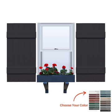 Vinyl | Joined Board & Batten Exterior Shutters | 17.5" Width | 5 Vertical Boards | 1 Pair