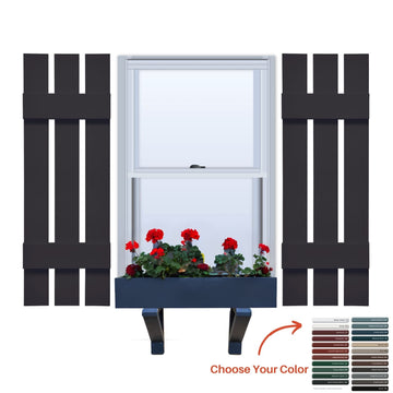 Vinyl | Spaced Board & Batten Exterior Shutters | 12" Width | 3 Vertical Boards | 1 Pair