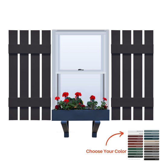 Vinyl | Spaced Board & Batten Exterior Shutters | 16.25" Width | 4 Vertical Boards | 1 Pair
