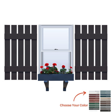 Vinyl | Spaced Board & Batten Exterior Shutters | 20.5" Width | 5 Vertical Boards | 1 Pair