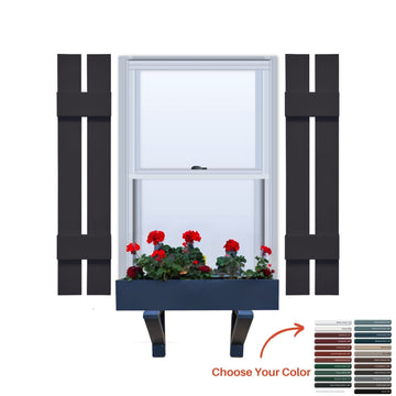 Vinyl | Spaced Board & Batten Exterior Shutters | 7.75" Width | 2 Vertical Boards | 1 Pair