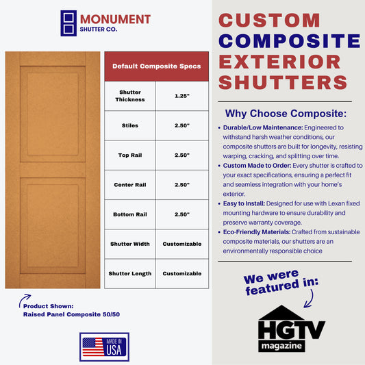 Composite Flat Panel Exterior Shutters | 1 Pair