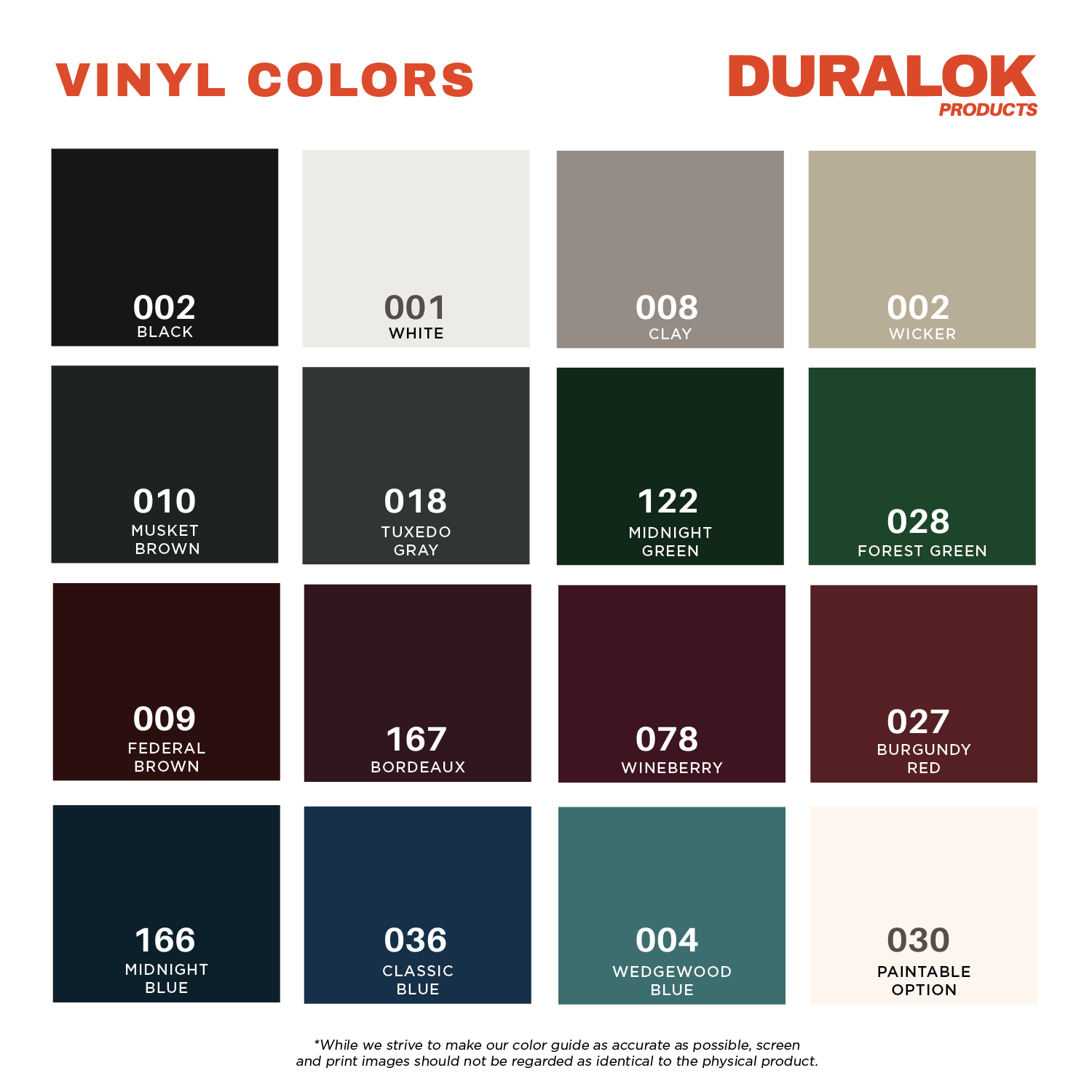 duralok vinyl shutter colors