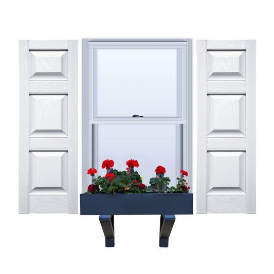 Vinyl | Raised Three Panel Exterior Shutters | 9.25" Width | with Mid Rail (20/40/40 Split) | 1 Pair