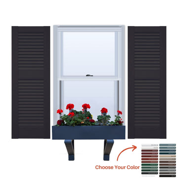 Vinyl | Louvered Exterior Shutters | 14.5" Width | Straight Top | with Mid Rail (40/60 Split) | 1 Pair