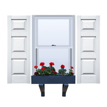 Vinyl | Raised Three Panel Exterior Shutters | 14.5" Width | with Mid Rail (20/40/40 Split) | 1 Pair
