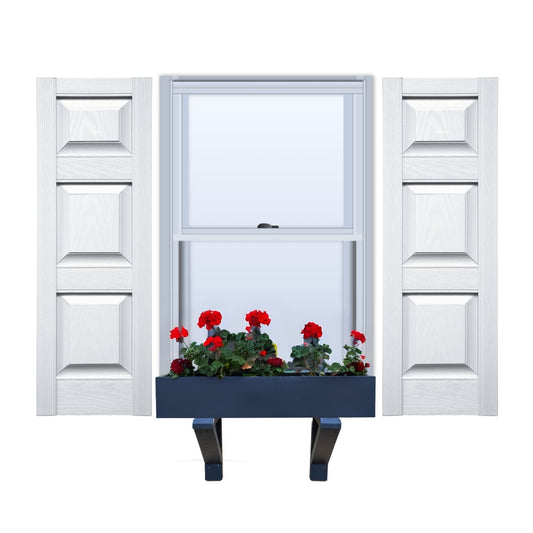 Vinyl | Raised Three Panel Exterior Shutters | 14.5" Width | with Mid Rail (20/40/40 Split) | 1 Pair